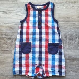🥳2/$20 or 3/$25 Cat & Jack Red White and Blue Plaid Onesie size 12 months